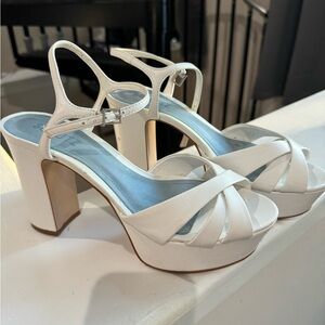 SCHUTZ White Strappy Platform Heels
